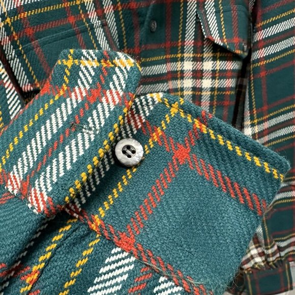 Vintage Shirtjac Shirt Jacket Kaufmann's Pittsburgh Green White Yellow XL - Picture 4 of 7